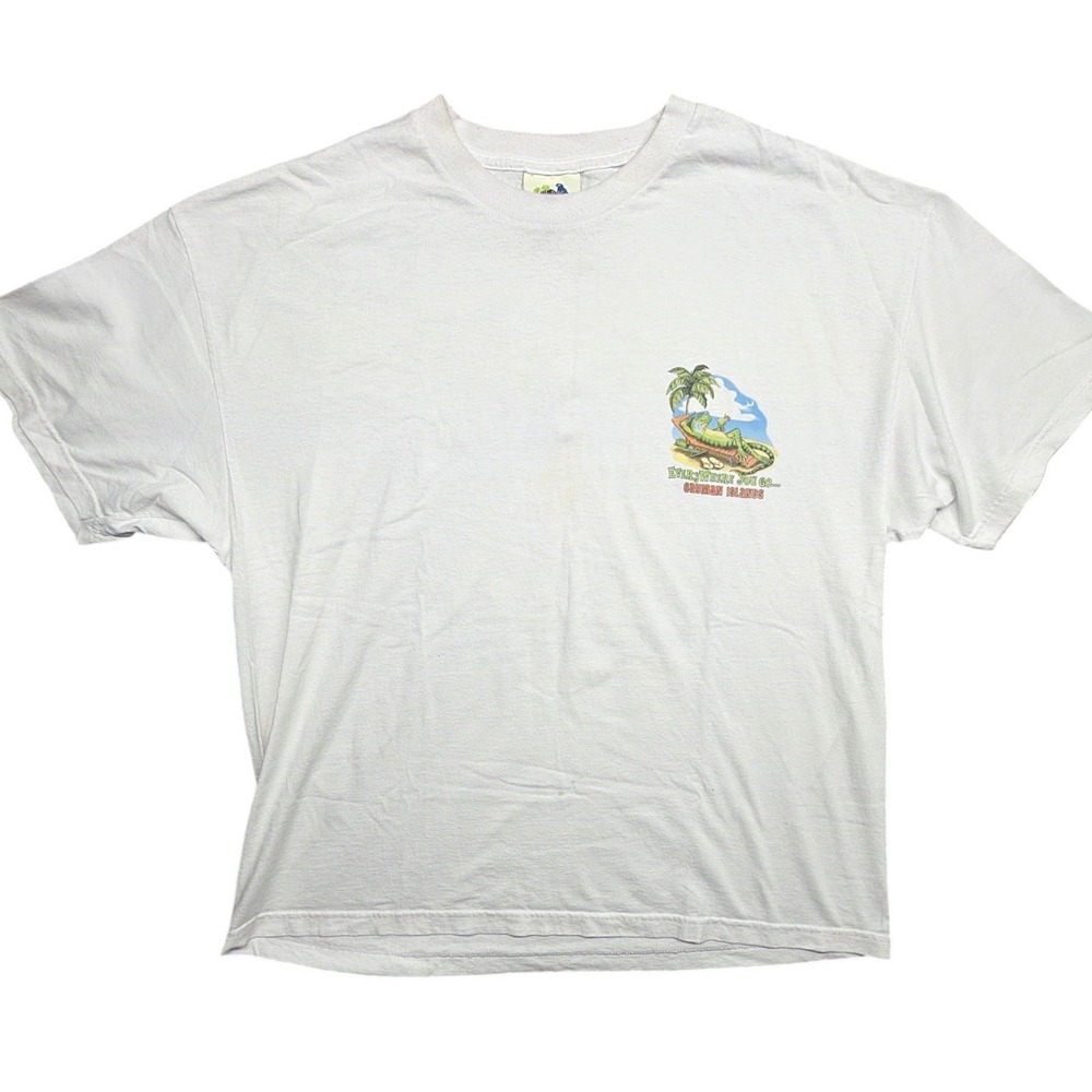Jimmy Buffett Margaritaville Cayman Islands T Shirt White Mens 2XL Vintage 2002
